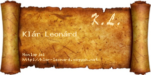 Klár Leonárd névjegykártya