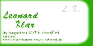 leonard klar business card